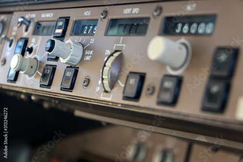 Flight Mode Control Panel on the Flight Deck of a Jumbo Jet