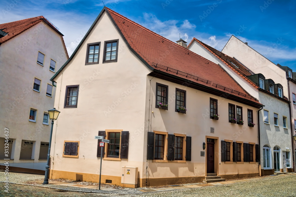 delitzsch, deutschland - historische häuser in der altstadt
