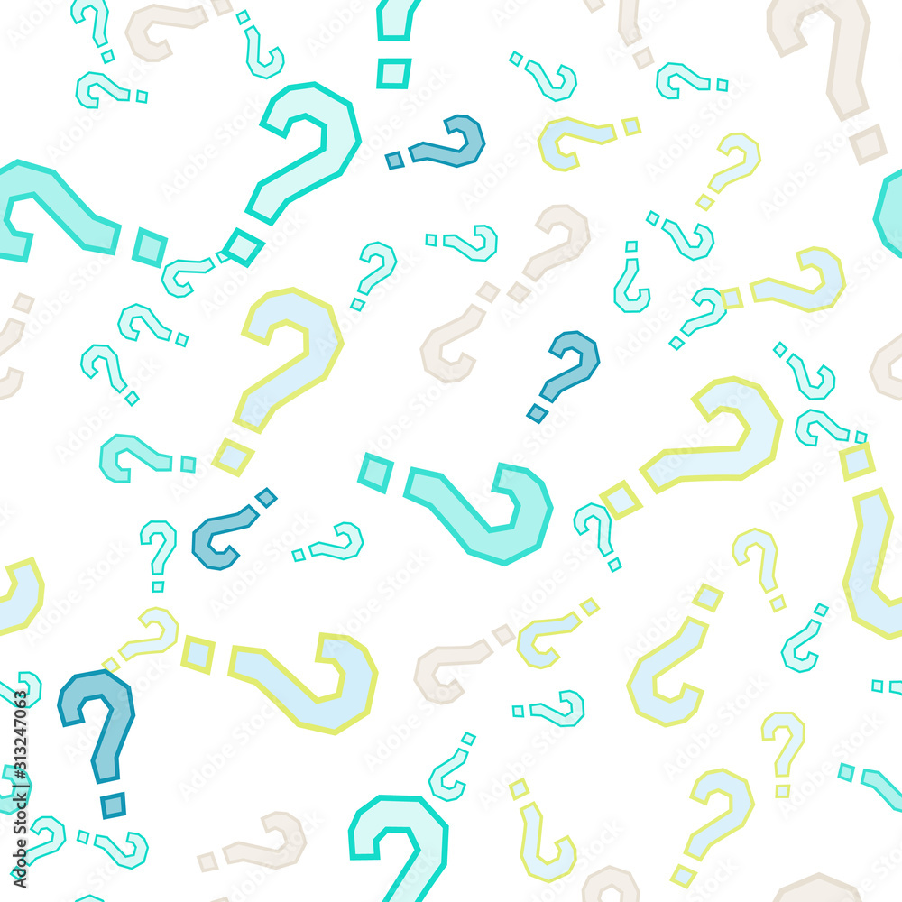 Quiz seamless pattern. Question marks, doubt, faq Quiz seamless pattern. Question marks, doubt, faq