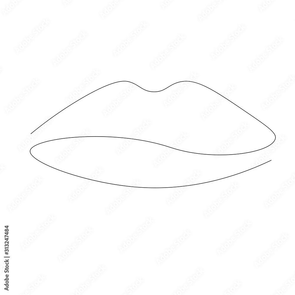 Beautiful lips, one line drawing vector illustration Beautiful lips, one line drawing vector illustration
