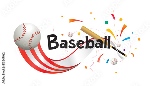 Baseball sports banner or poster design. Vector abstract colored sports background.