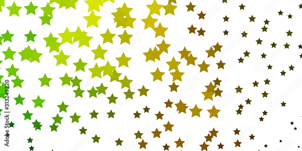 Dark Green, Yellow vector layout with bright stars. Shining colorful illustration with small and big stars. Best design for your ad, poster, banner.