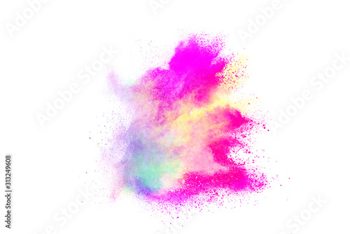 Colorful powder isolated on white background.