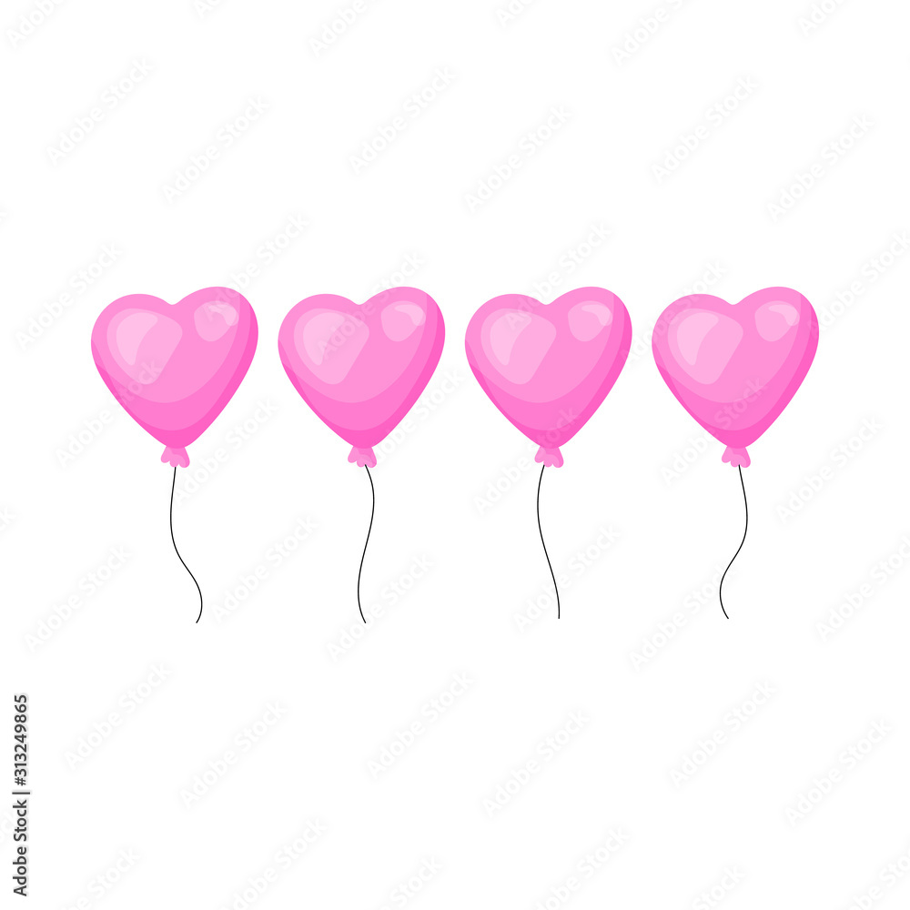 Balloon valentines day. Cartoon icons vector illustration on a white background. Great design for any purposes.
