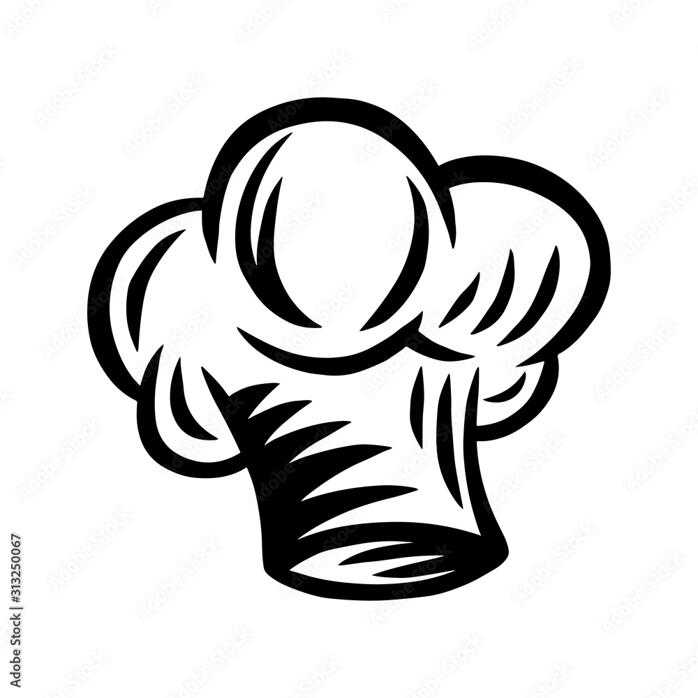 Fototapeta premium Vintage Cook hat isolated retro vector illustration on a white background. Great design for any purposes.
