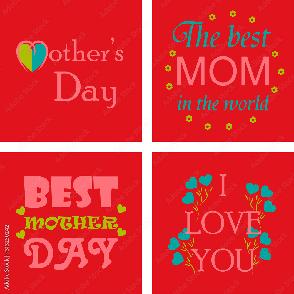 Fototapeta premium Mother's day greeting card with blossom flowers