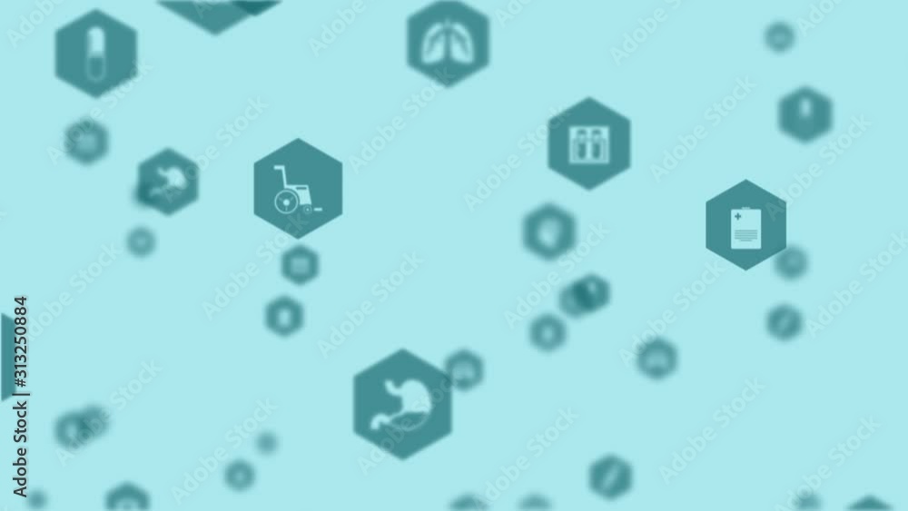 Abstract background Animation movement of medical icons for futuristic cyber technology Abstract background Animation movement of medical icons for futuristic cyber technology
