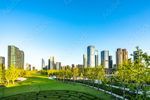 city skyline in hangzhou china