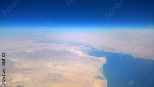 Fényképezés Aerial View of the Gulf of Suez, the Southern Part of the Suez Canal and the Gre
