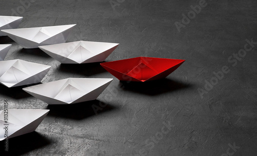 Business leadership Concept  Paper Boat