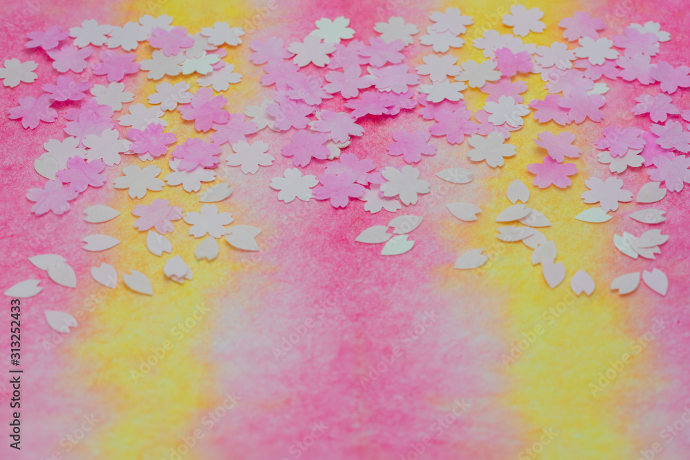 和紙で表現した桜吹雪 背景グラデーション 花吹雪 サクラ さくら 花びら ハート形 ４月 春 Foto De Stock Adobe Stock