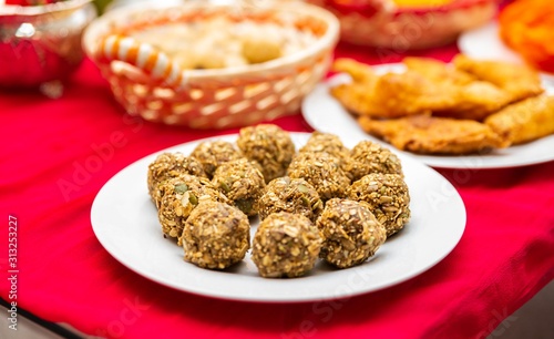 Indian festival sweet item dry fruit laddu