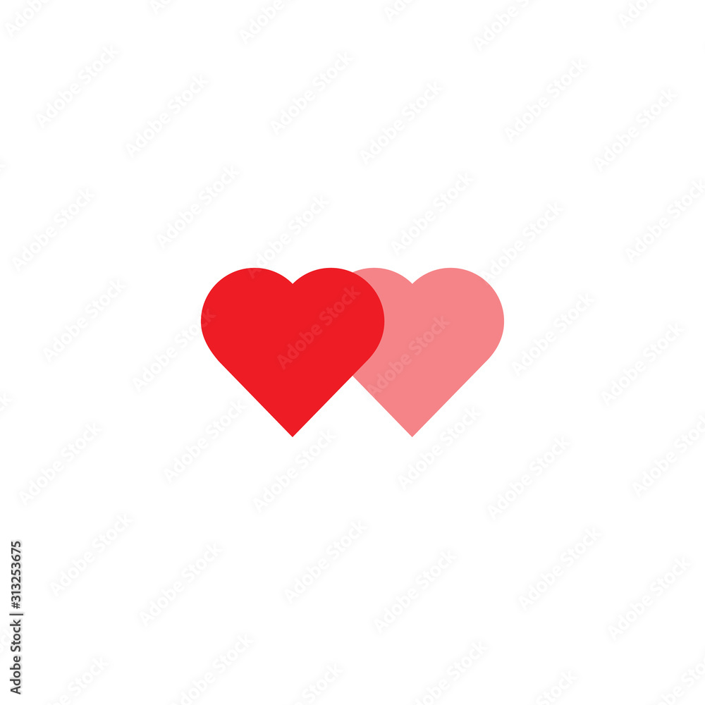 Two hearts, red and pink valentine's day symbol