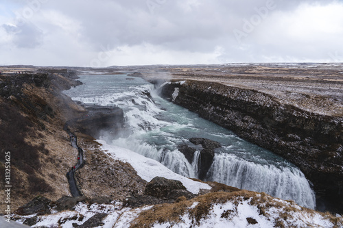 Fototapeta Naklejka Na Ścianę i Meble -  Gullfoss top view waterfall in Iceland