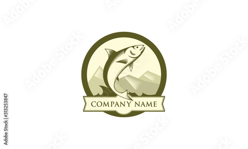Illustrative and vintage logo for fishing business.