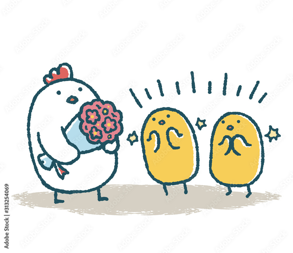 ゆるいにわとりはひよこたちに拍手で祝福される Stock イラスト Adobe Stock ゆるいにわとりはひよこたちに拍手で祝福される Stock イラスト Adobe Stock