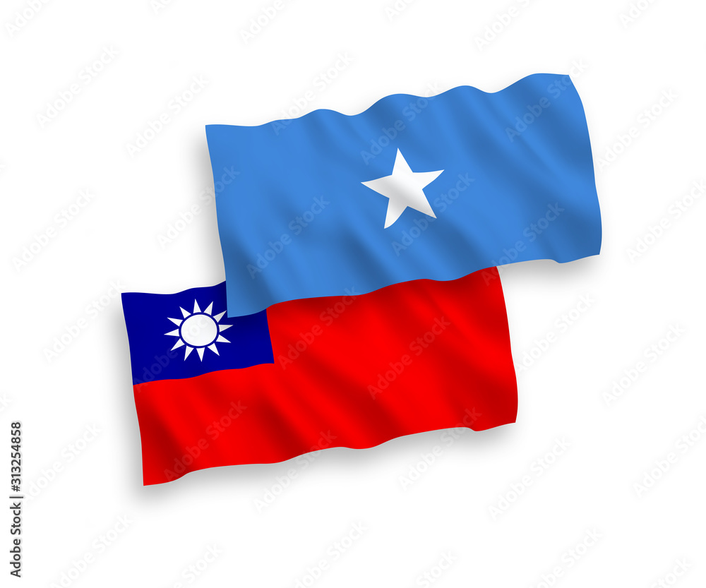 Flags of Somalia and Taiwan on a white background Flags of Somalia and Taiwan on a white background