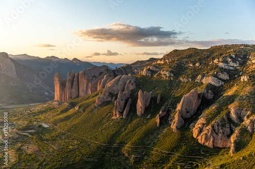Mallos de Riglos, a set of conglomerate rock formations in Spain photo
