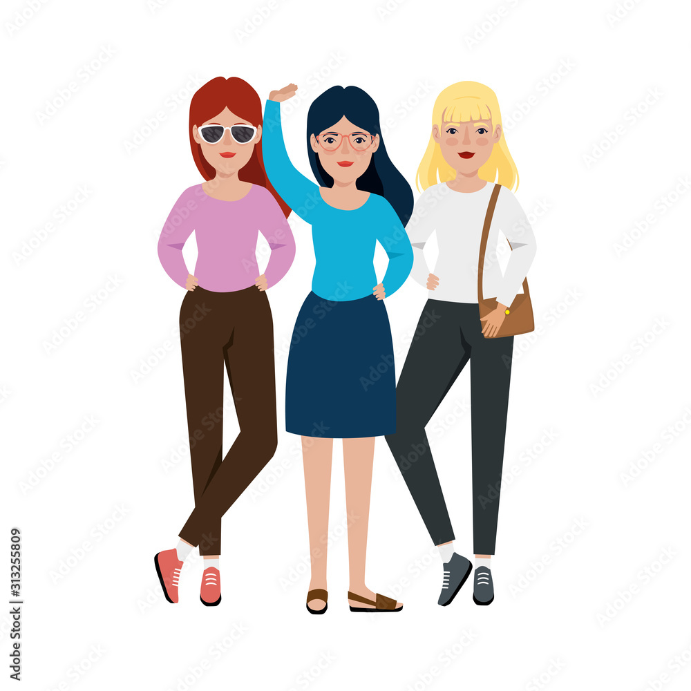 group of beautiful women standing avatar character vector illustration design group of beautiful women standing avatar character vector illustration design