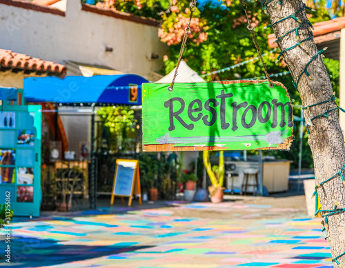 Green Restroom Sign in Balboa Park Artist Market © dbvirago