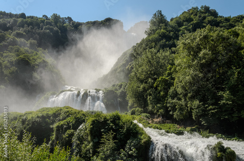 Mountain man-made waterfall Cascata delle Marmore in Italy