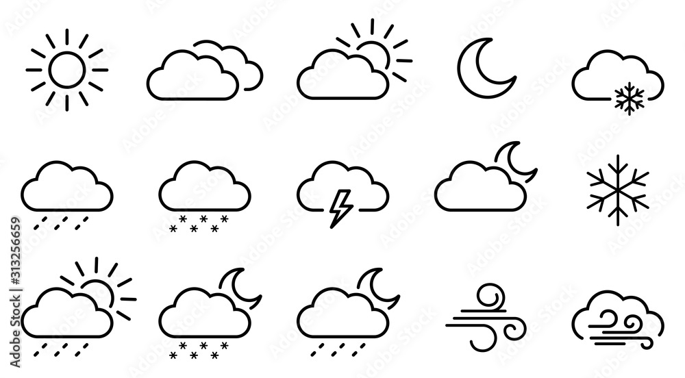 Naklejka Weather icons set. Vector illustration