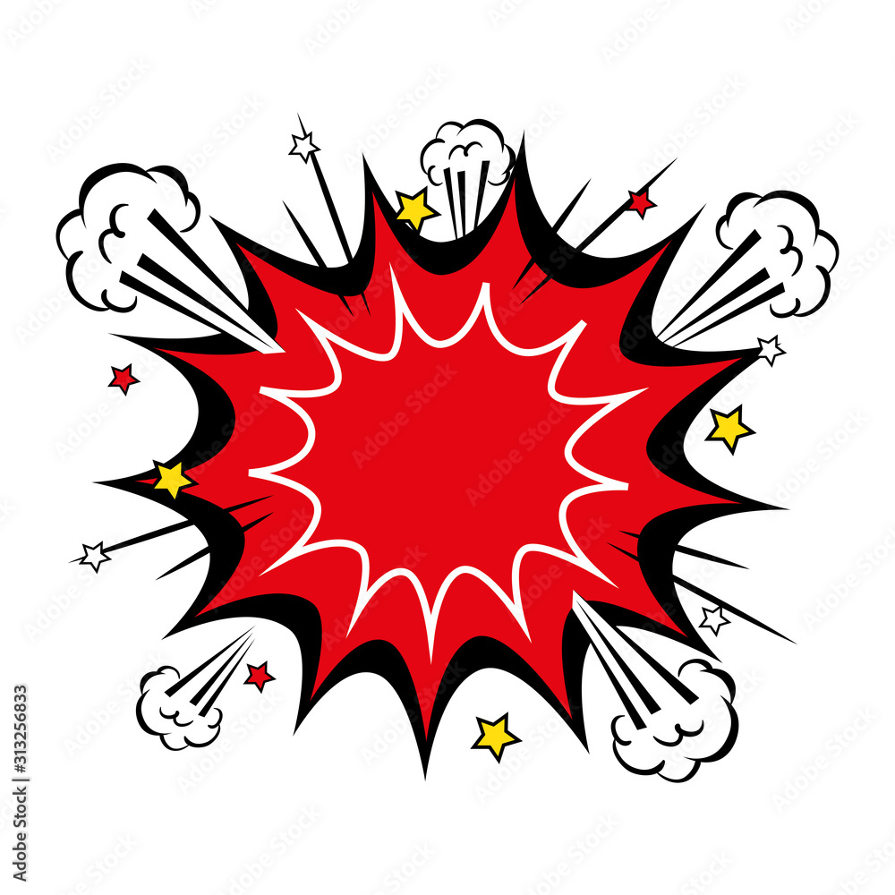explosion red color with stars pop art style icon vector illustration design explosion red color with stars pop art style icon vector illustration design