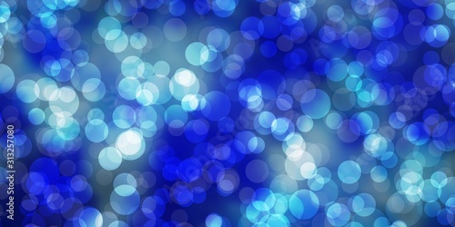 Light BLUE vector backdrop with dots. Glitter abstract illustration with colorful drops. Design for your commercials.