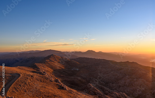 Beautiful sunrise at the peak of Mount Nemrut  Adiyaman  Turkey