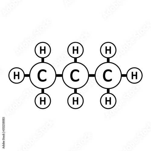 Propane molecule icon.