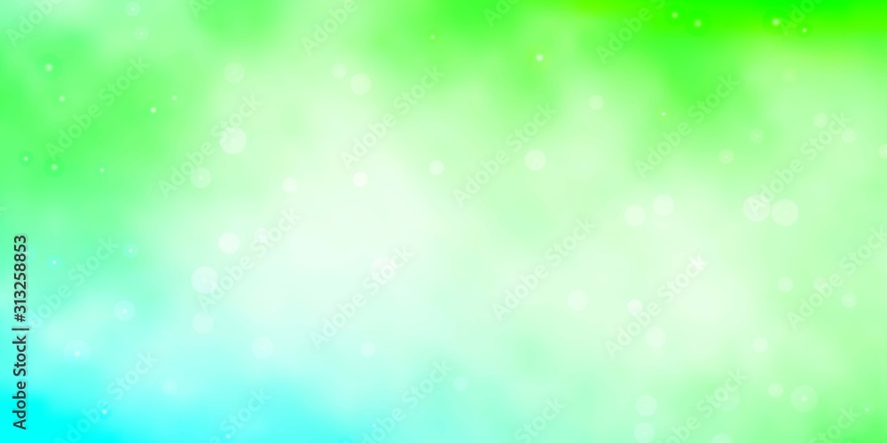 Light Green vector background with small and big stars. Blur decorative design in simple style with stars. Pattern for websites, landing pages.
