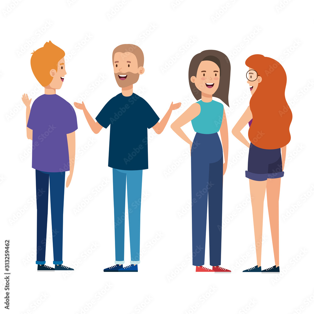 group of young people characters vector illustration design