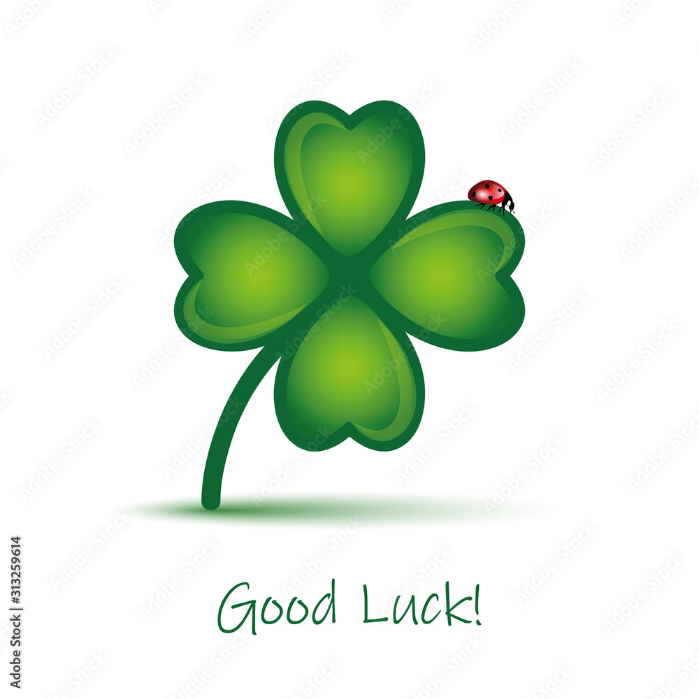 good luck clover leaf with ladybug on white background vector illustration  EPS10 vector de Stock | Adobe Stock