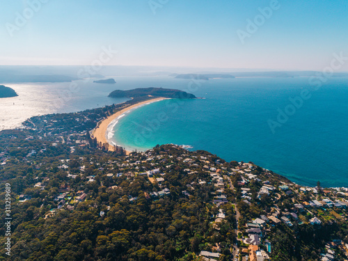 Fototapeta Naklejka Na Ścianę i Meble -  Palm Beach, Sydney by helicopter aerial
