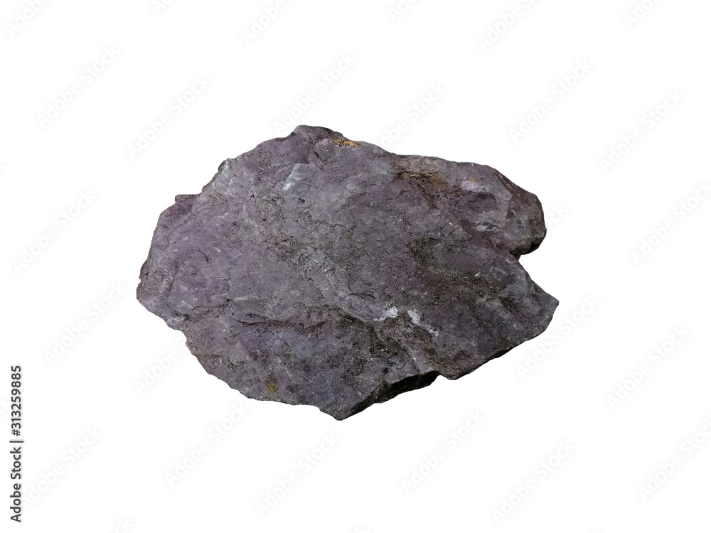 Obraz premium Shale Rock isolated on white background. Shale is a sedimentary rock. There is noise and grain caused by the texture of stone.