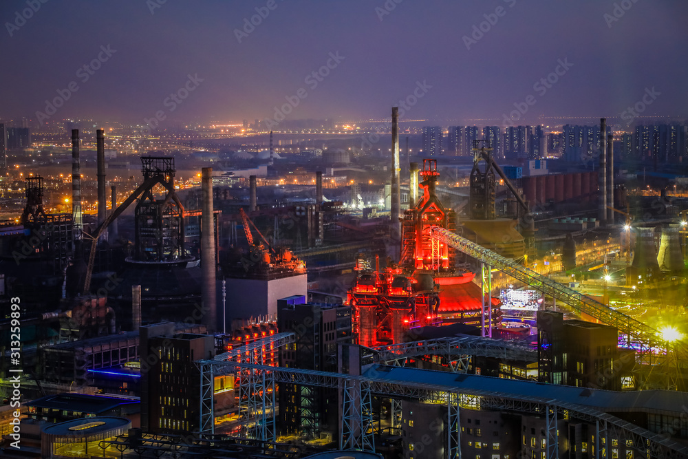 Beijing Shougang Park light show overlooking the panoramic night view of Shougang Industrial Park