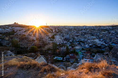 Beautiful Goreme city landscape during sunset, Cappadocia, Turkey