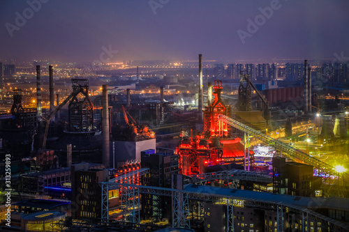 Beijing Shougang Park light show overlooking the panoramic night view of Shougang Industrial Park