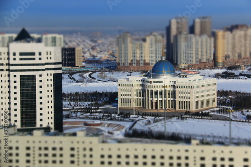 Presidential Palace in Nur-Sultan  Kazakhstan  at -24 degrees Celsius