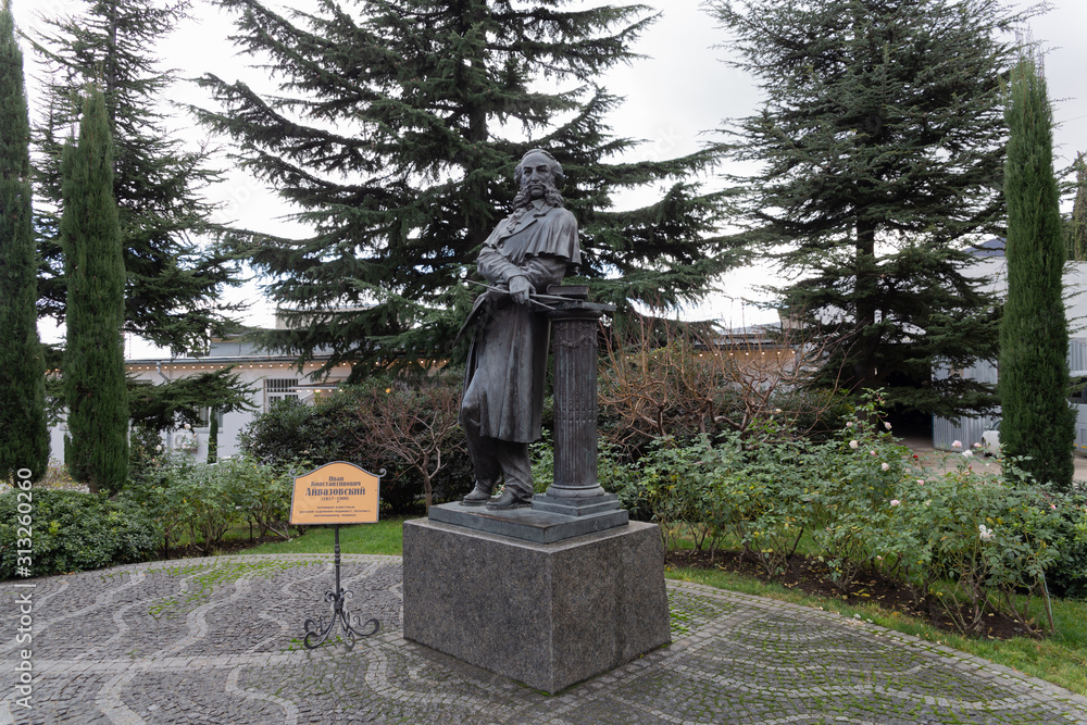 Fototapeta premium Sculptures in Aivazovsky park in Partenit village in Crimea. Russia. 01.2020