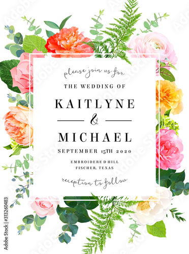 Floral vector design square vertical frame