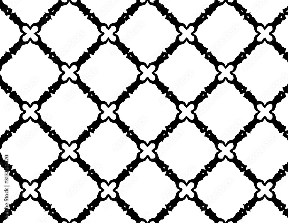 Fototapeta premium Abstract geometric pattern in ornamental style. Black and white color. Seamless design texture.
