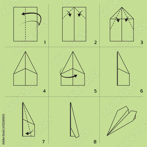 Paper Plane Folding Tutorial Sequence Cartoon Vector Illustration