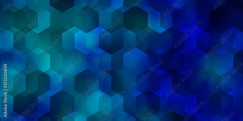 Light BLUE vector layout with hexagonal shapes. Light BLUE vector layout with hexagonal shapes.