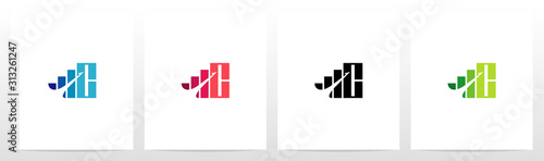 Bar Chart On Letter Logo Design C