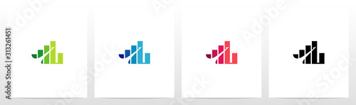 Bar Chart On Letter Logo Design L