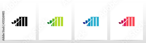 Bar Chart On Letter Logo Design M
