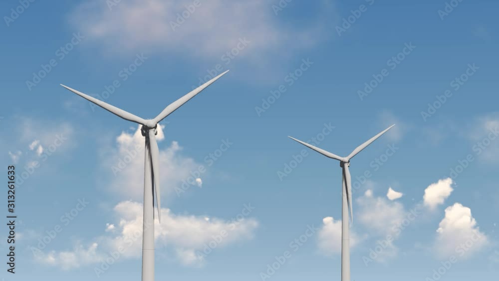Turbine at Sky 4k Animation, 3D Rendering Turbine at Sky 4k Animation, 3D Rendering