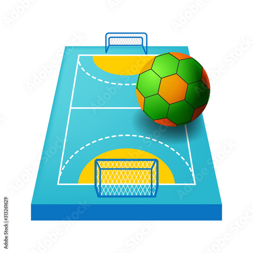 Indoor field for handball isolated icon, playground or course