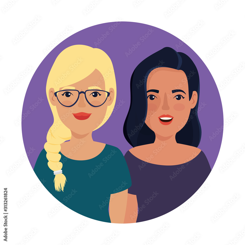 beautiful women in frame circular avatar character vector illustration design beautiful women in frame circular avatar character vector illustration design